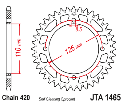 Foaie spate ALU JT JTA 1465-47BLK 47T, 420 Negru [2]