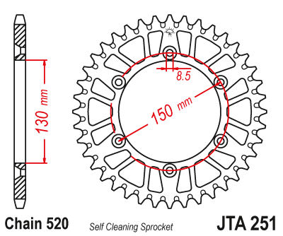 Foaie spate ALU JT JTA 251-48BLK 48T, 520 Negru [2]