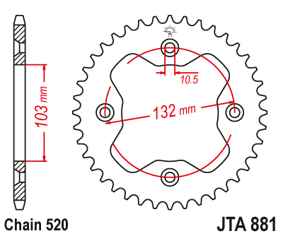 Foaie spate ALU JT JTA 881-38BLK 38T, 520 Negru [2]