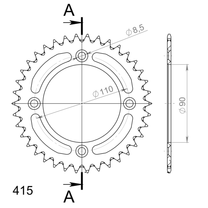 Foaie spate ALU SUPERSPROX Negru 38T, 415 [2]