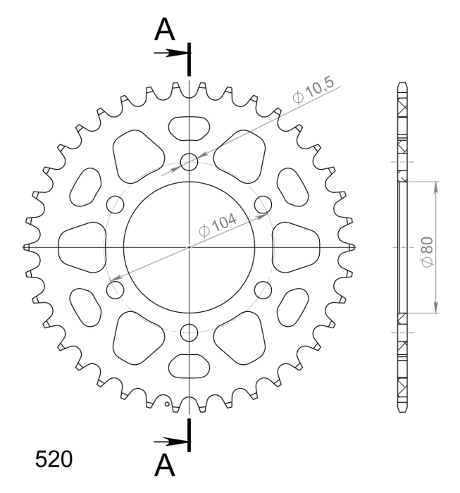 Foaie spate ALU SUPERSPROX Negru 38T, 520 [2]