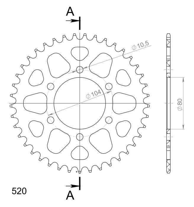 Foaie spate ALU SUPERSPROX Negru 41T, 520 [2]
