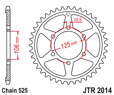 Foaie spate JT JTR 2014-48ZBK 48T, 525 Black Zinc [2]