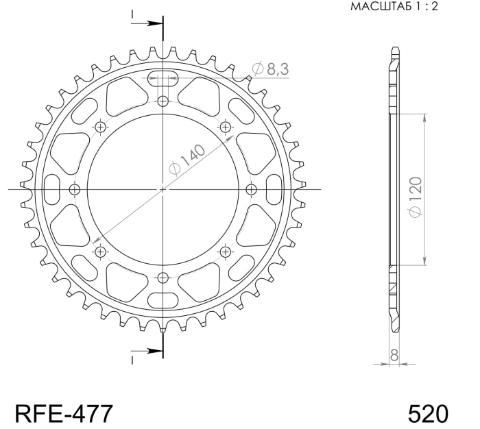 Foaie spate SUPERSPROX Negru 43T, 520 [2]