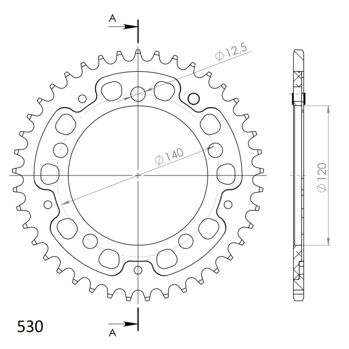 Foaie spate SUPERSPROX STEALTH auriu 41T, 530 [2]