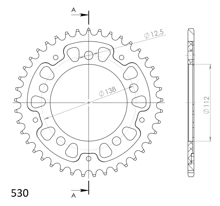 Foaie spate SUPERSPROX STEALTH auriu 41T, 530 [2]