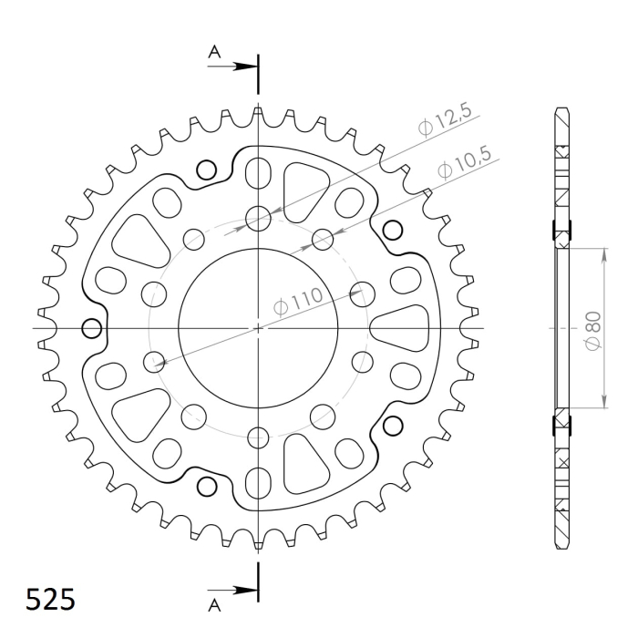 Foaie spate SUPERSPROX STEALTH auriu 42T, 525 [2]