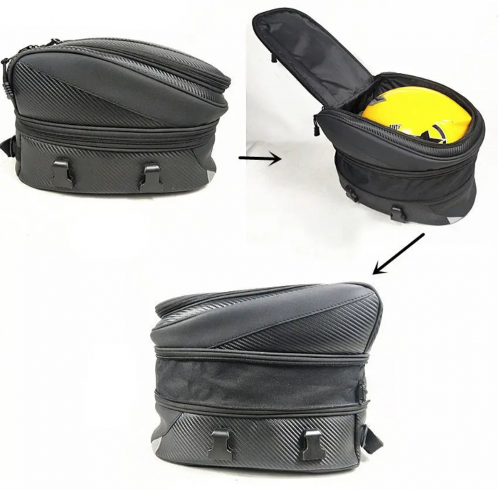 Geanta spate moto extensibila carbon tail bag motocicleta codita [6]
