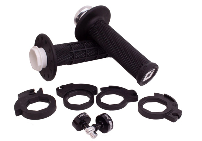 Grips set Lock-on ODI MICRO-X V2 Black/Silver Half-Waffle [2]