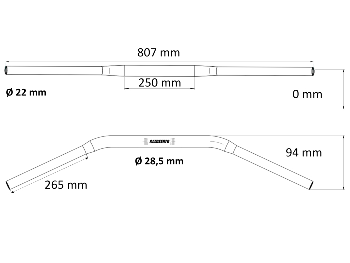 Homologated handlebars ACCOSSATO argintiu (diameter 28,5mm, length 807mm) [2]