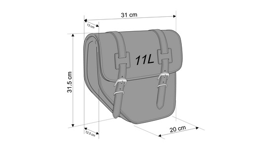 Leather saddlebag CUSTOMACCES IBIZA Negru stanga [2]