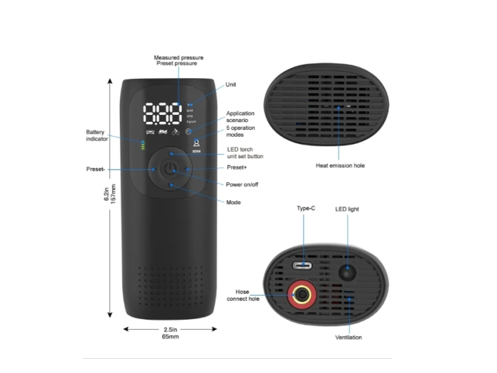 MINI COMPRESOR DE AER (POMPĂ) PENTRU BICICLETĂ, SCUTER, MOTOCICLETĂ, AUTO 150 PSI [3]