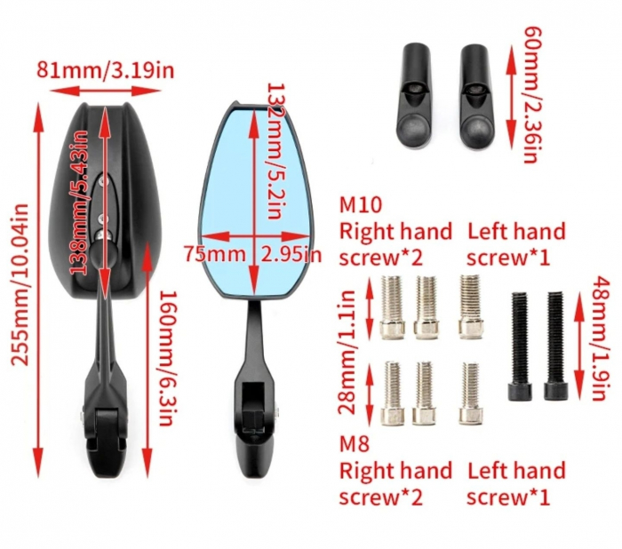 Oglinzi moto aluminiu M10 M8 [6]