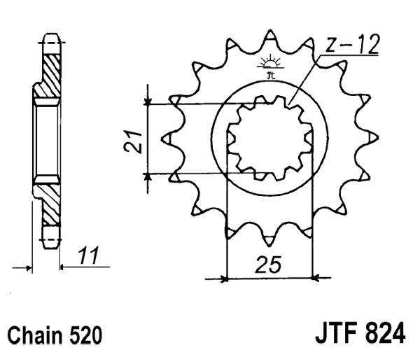 Pinion fata JT 12T, 520 [2]