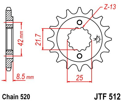 Pinion fata JT 13T, 520 [2]