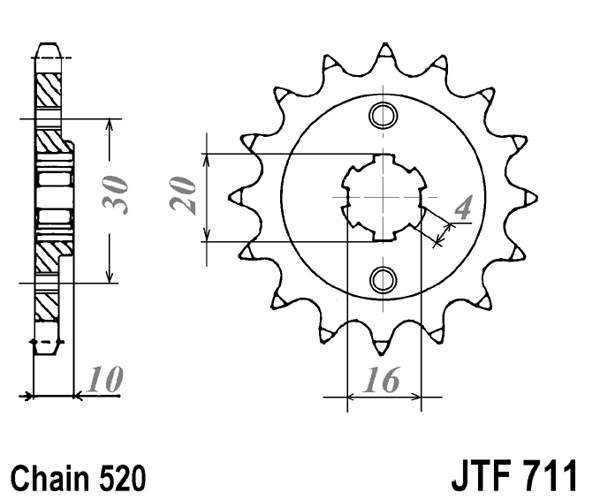 Pinion fata JT 13T, 520 [2]