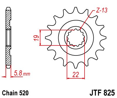 Pinion fata JT 13T, 520 [2]
