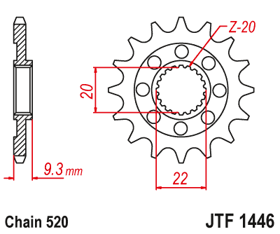 Pinion fata JT 13T, 520 [2]