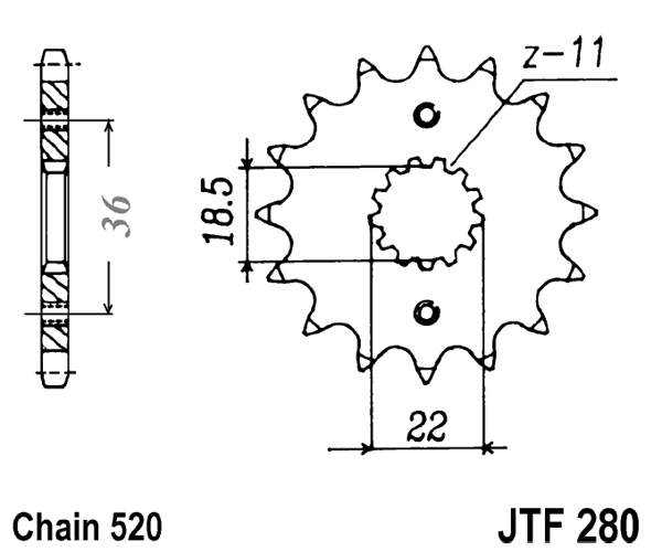 Pinion fata JT 13T, 520 [2]