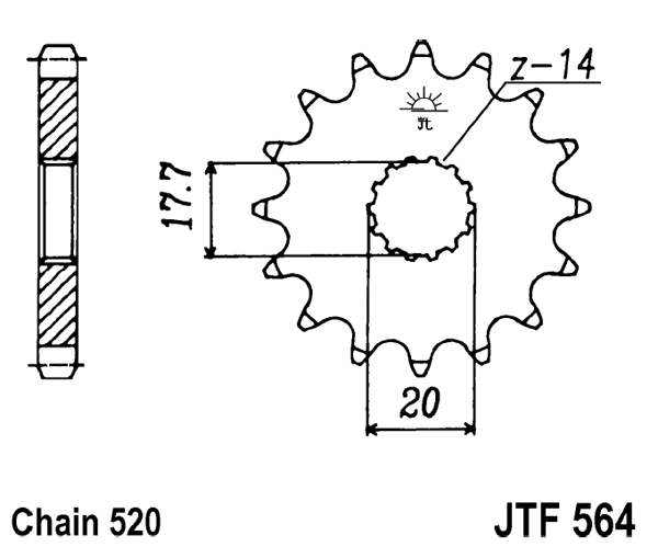 Pinion fata JT 13T, 520 [2]