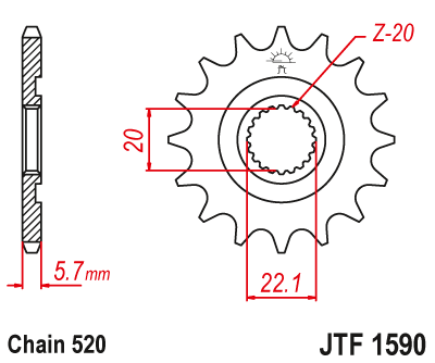 Pinion fata JT 13T, 520 [2]