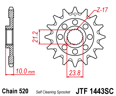 Pinion fata JT 13T, 520 Self Cleaning Lightweight [2]