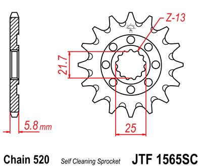 Pinion fata JT 13T, 520 Self Cleaning Lightweight [2]