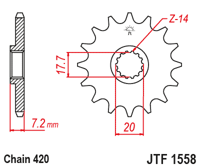 Pinion fata JT 14T, 420 [2]