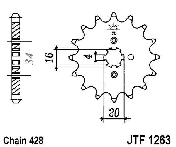 Pinion fata JT 14T, 428 [2]