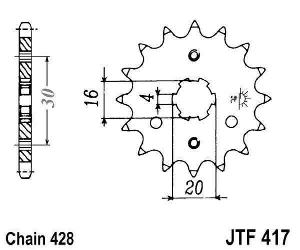 Pinion fata JT 14T, 428 [2]