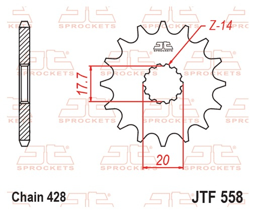 Pinion fata JT 14T, 428 [2]
