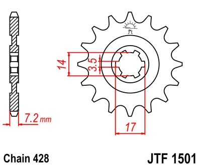 Pinion fata JT 14T, 428 [2]
