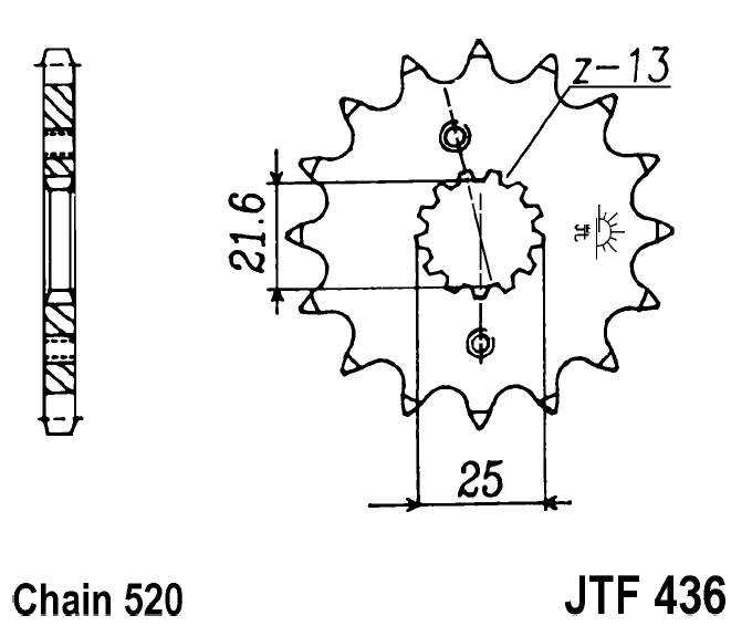 Pinion fata JT 14T, 520 [2]