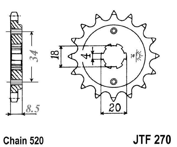 Pinion fata JT 14T, 520 [2]
