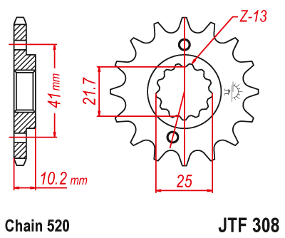 Pinion fata JT 14T, 520 [2]