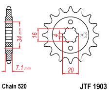 Pinion fata JT 14T, 520 [2]