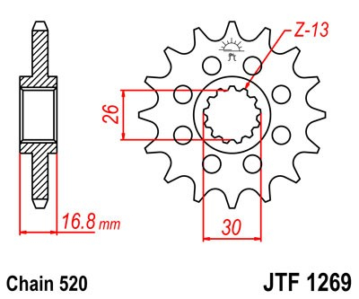 Pinion fata JT 14T, 520 [2]