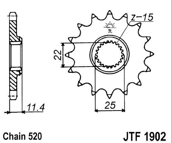 Pinion fata JT 14T, 520 [2]