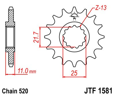 Pinion fata JT 14T, 520 [2]