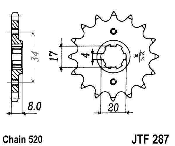 Pinion fata JT 14T, 520 [2]
