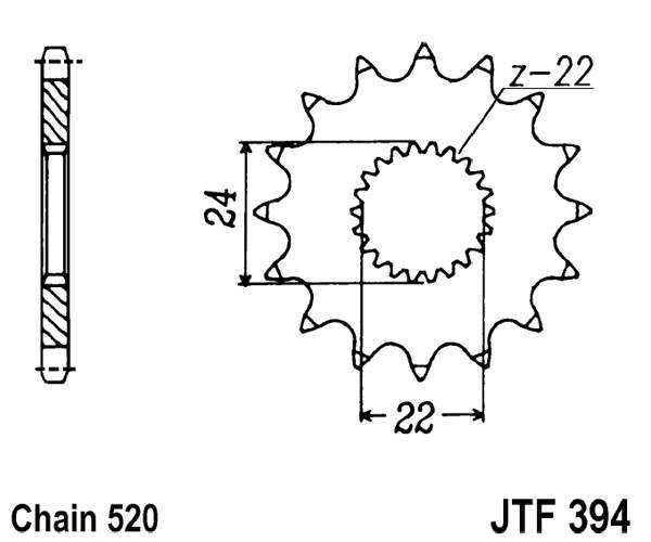 Pinion fata JT 14T, 520 [2]