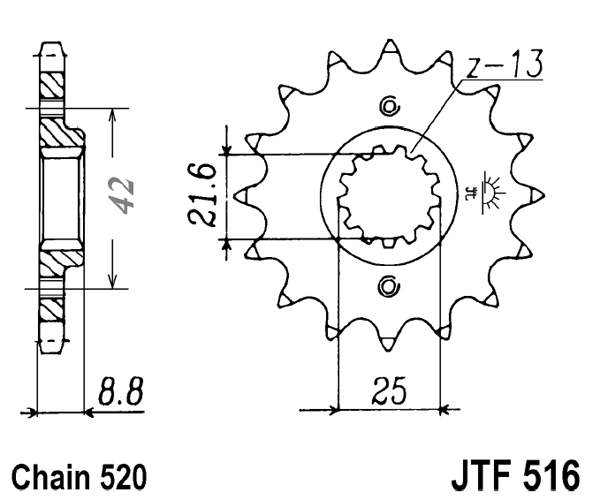 Pinion fata JT 14T, 520 [2]