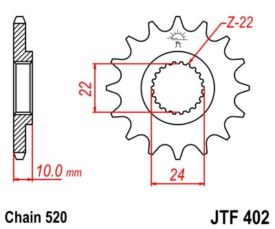 Pinion fata JT 14T, 520 [2]