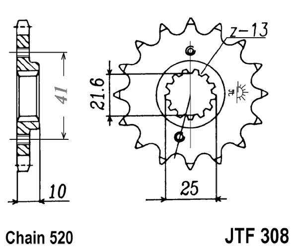 Pinion fata JT 14T, 520 rubber cushioned [2]
