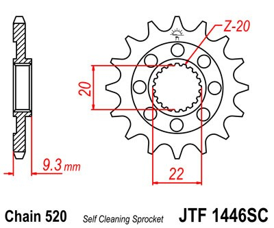 Pinion fata JT 14T, 520 Self Cleaning Lightweight [2]