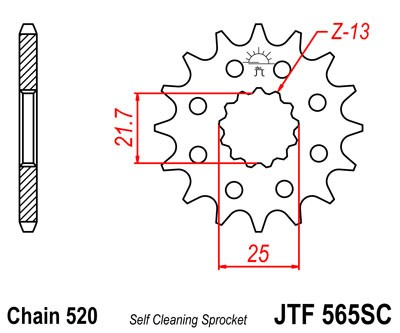 Pinion fata JT 14T, 520 Self Cleaning Lightweight [2]