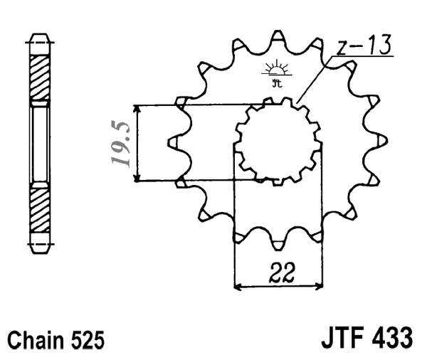 Pinion fata JT 14T, 525 [2]