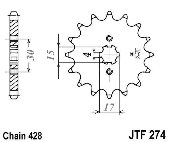 Pinion fata JT 15T, 428 [2]