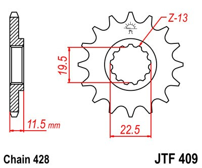 Pinion fata JT 15T, 428 [2]