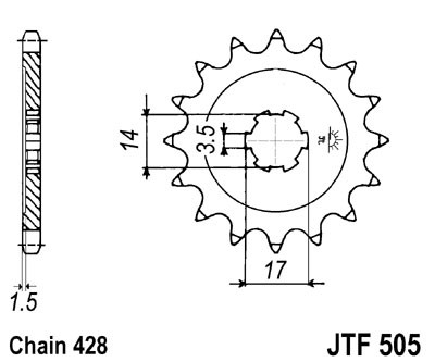 Pinion fata JT 15T, 428 [2]
